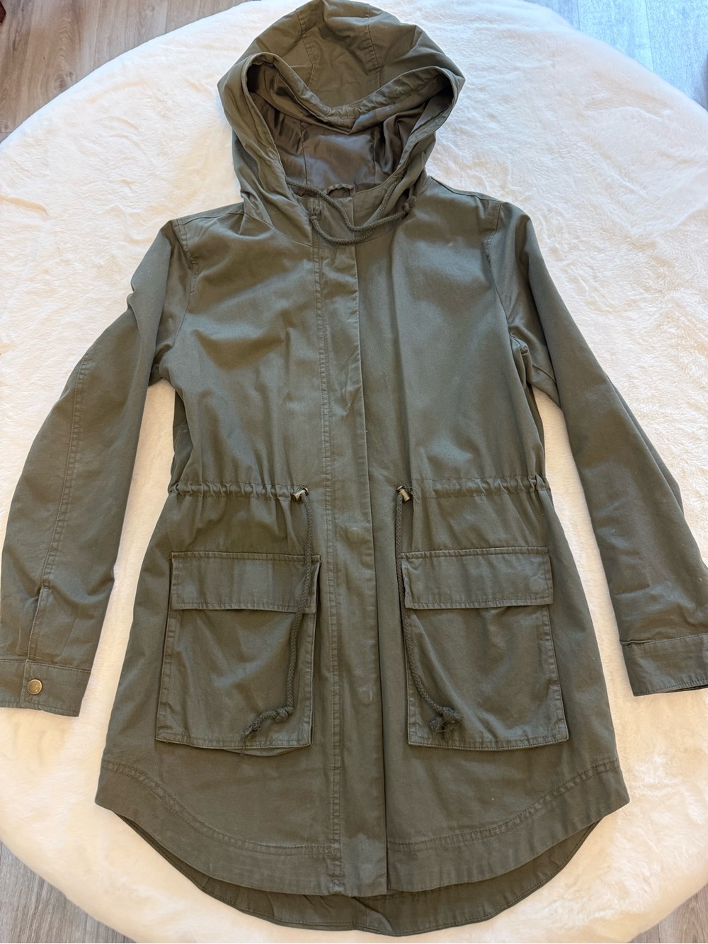 Forever 21 Olive Green Hooded Utility Jacket